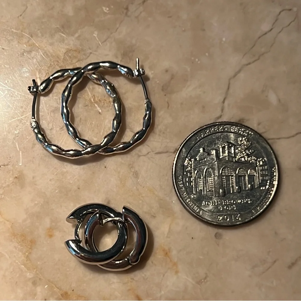 Bundle of 2 - SMALL HOOP EARRINGS in silver plated